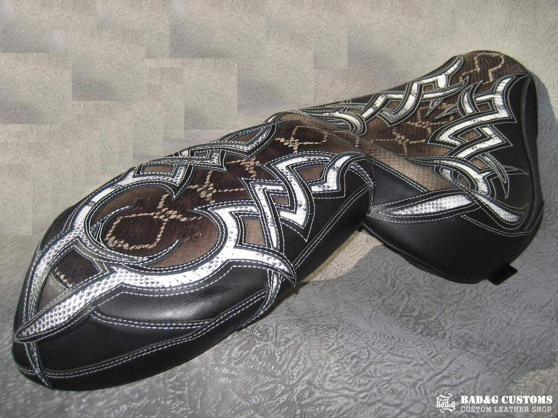 Yamaha Raider Brown Snake Skin Tribal Custom Seat