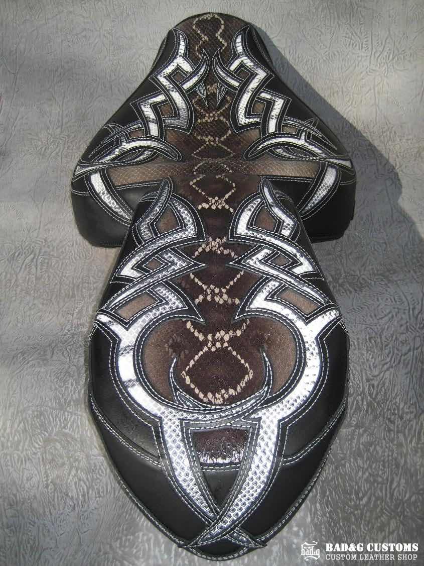 Yamaha Raider Brown Snake Skin Tribal Custom Seat